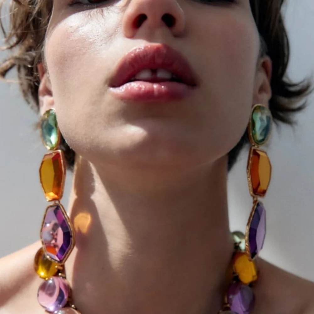 NWOT Zara Resin Geometric Drop Dangle Earrings - Picture 7 of 12
